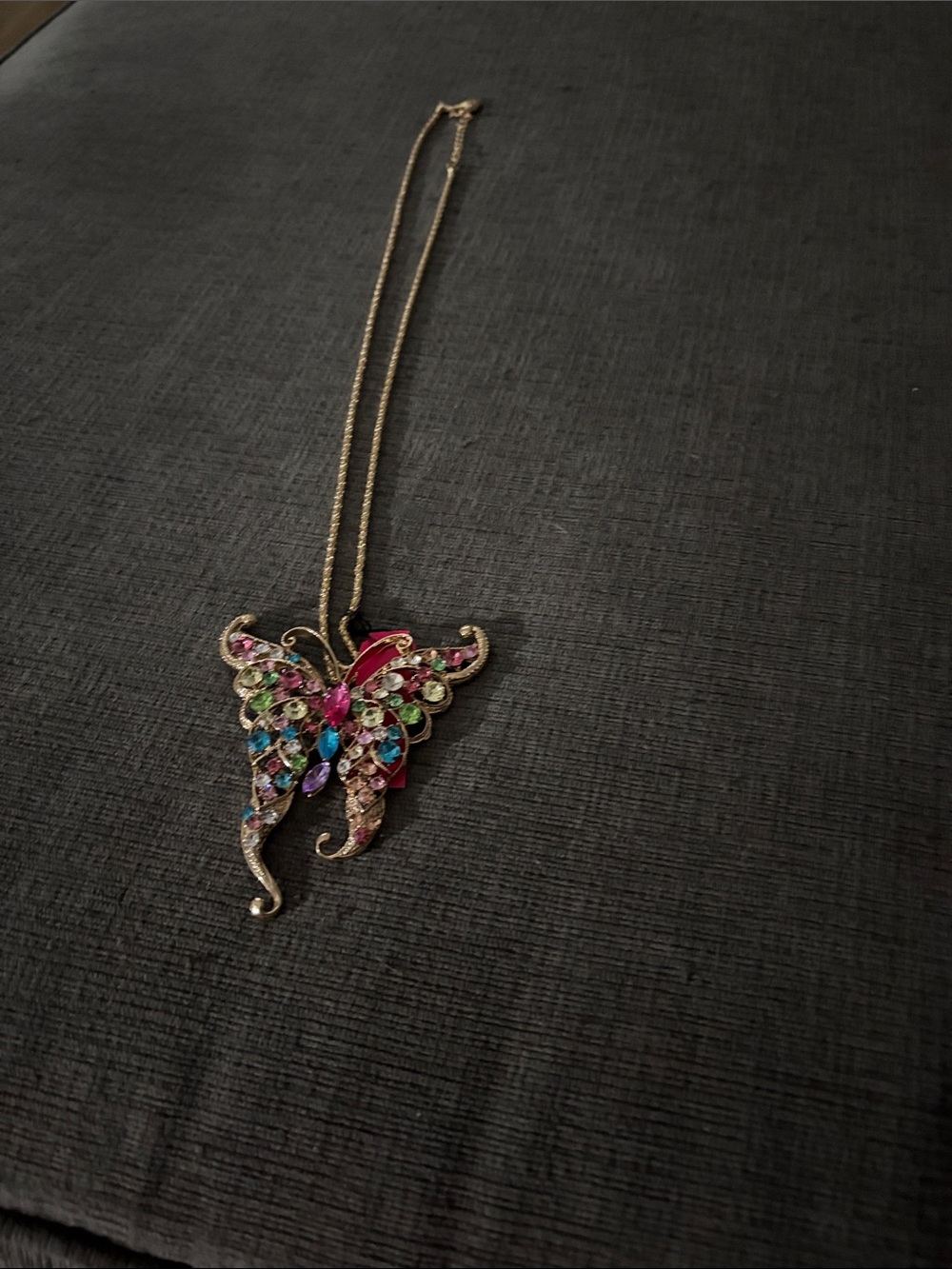 Multicolor Crystal Butterfly Pendant Necklace -fashion jewelry